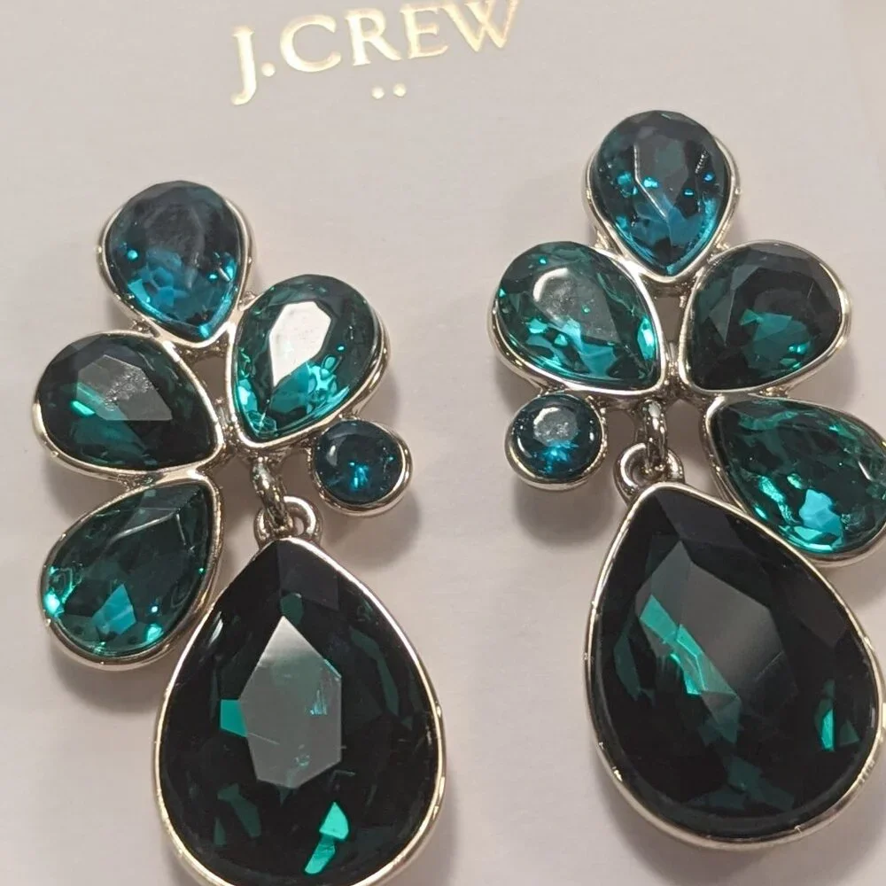 J.Crew Factory Crystal Petal Statement Earrings